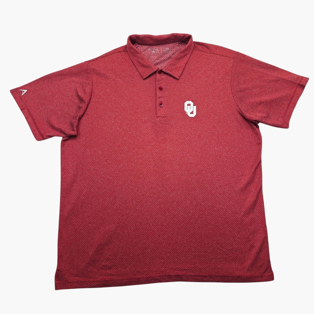 Antigua Oklahoma Sooners Mens XXL Polo Shirt Crimson Red OU NCAA Football Logo